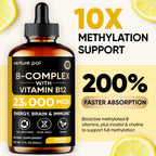 Venture Pal Vitamin B Complex Liquid Drops, B12 Methylcobalamin | B9 Folic | B1,B2,B3,B5,B6,B15 - Vitamin C, Choline, Inositol, Immune & Energy Metabolism, Brain & Heart Support