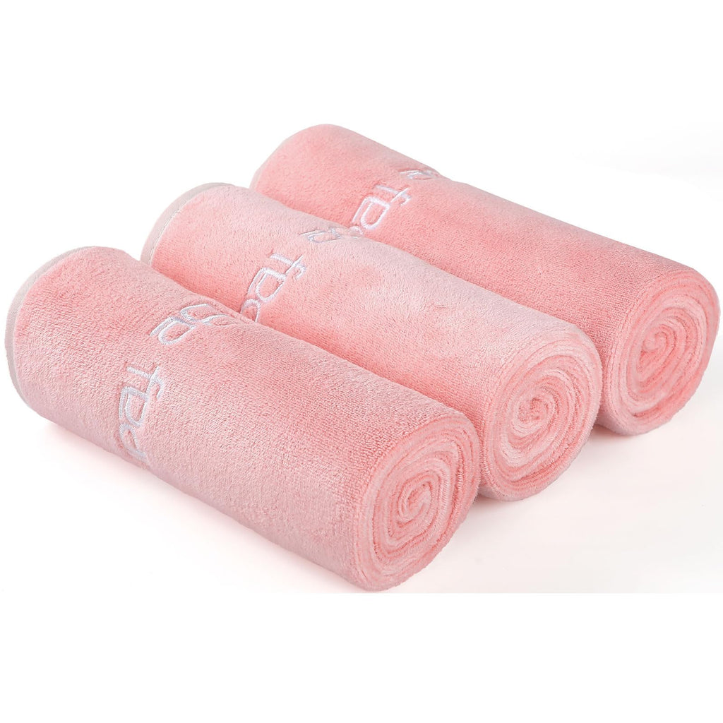 Wuwahold Microfiber Gym Towels Bigger Size Super Soft for Exercise Fitness, Sports, Workout, 380-GSM 15-Inch x 31-Inch Quick-Drying Towels (3 Pack, Pink)