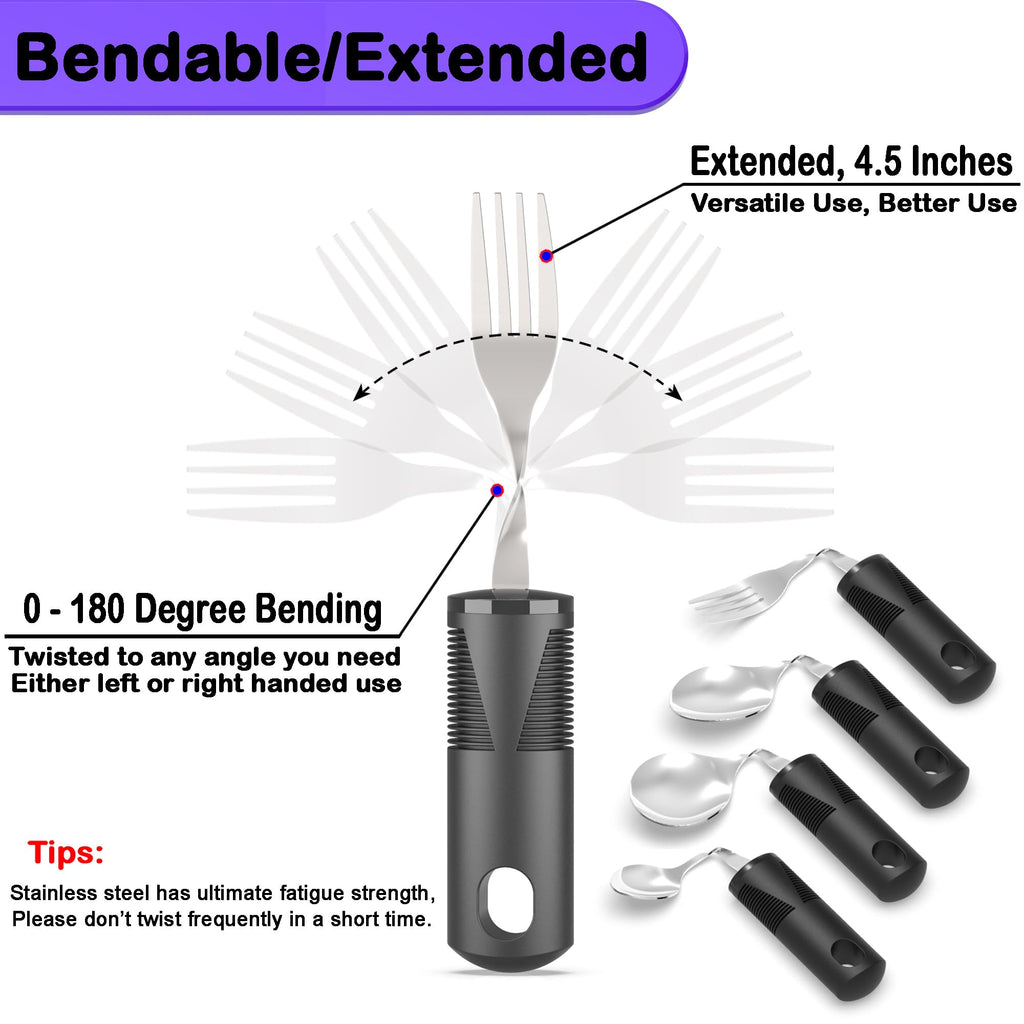 PKPKAUT Adaptive Utensils for Parkinsons Patients Elderly, Weighted Utensils for Hand Tremors, Parkinsons Eating Utensils for Disabled People, Weighted Silverware for Hand Tremors Arthritic Hands