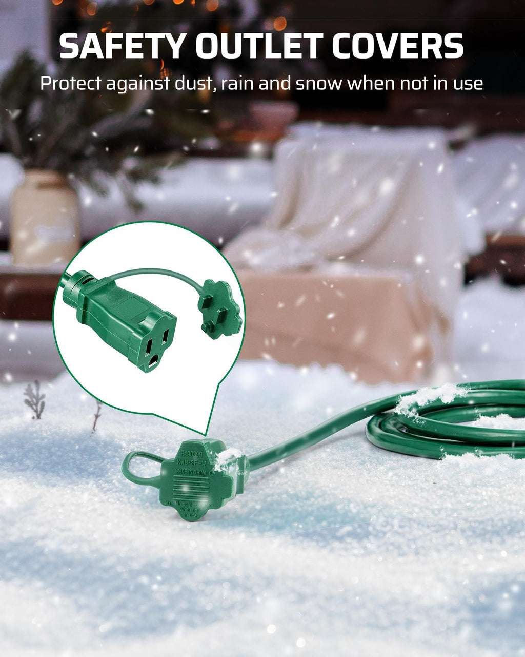 DEWENWILS 25FT Outdoor Extension Cord, Evenly Spaced 3 Outlets Plugs