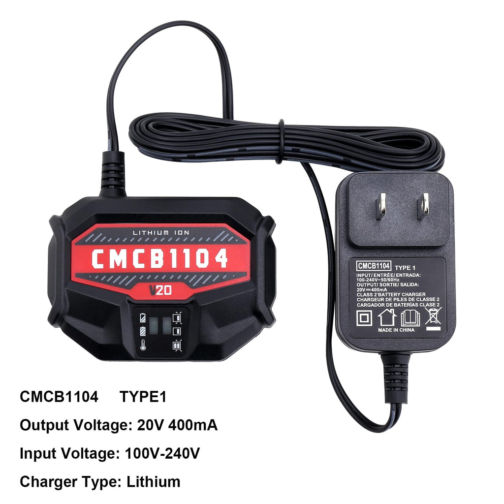ELEFLY Compatible with Craftsman 20V Battery CMCB1104 Fast Charger, Compatible with Craftsman 20V Lithium Battery CMCB201 CMCB202 CMCB205 CMCB209 CMCB206 CMCB202-2