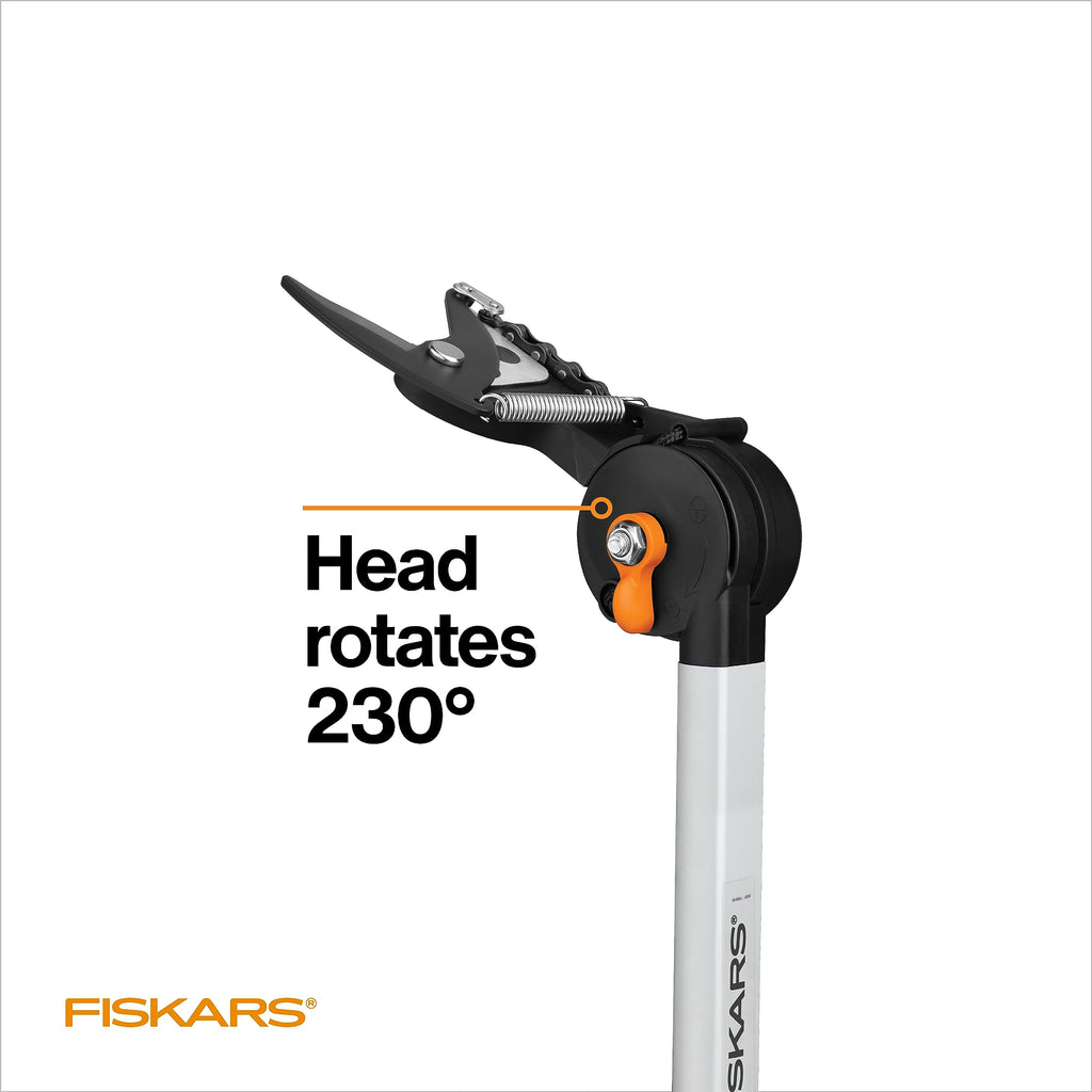 Fiskars 2-in-1 Extendable Tree Pruner and Pole Saw (Extends 7.9 - 12 feet) with Rotating Head, Pruning Stik Model with 15-Inch Double-Grind Saw Blade, and Double Locking System