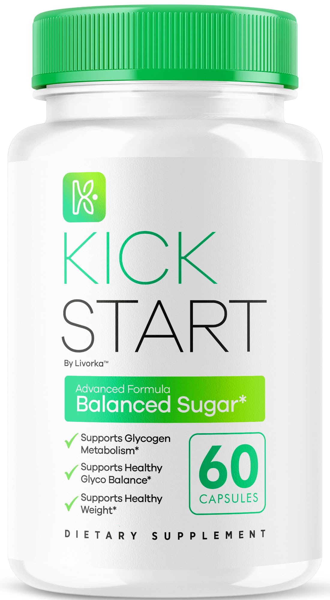 Kick Start Glyco Optimizer Capsules, Kick Start Glycol Supplement Support Pills Premium - All Natural Advanced Formula, Kick Start Vitamin, 60 Capsules for 1 Month