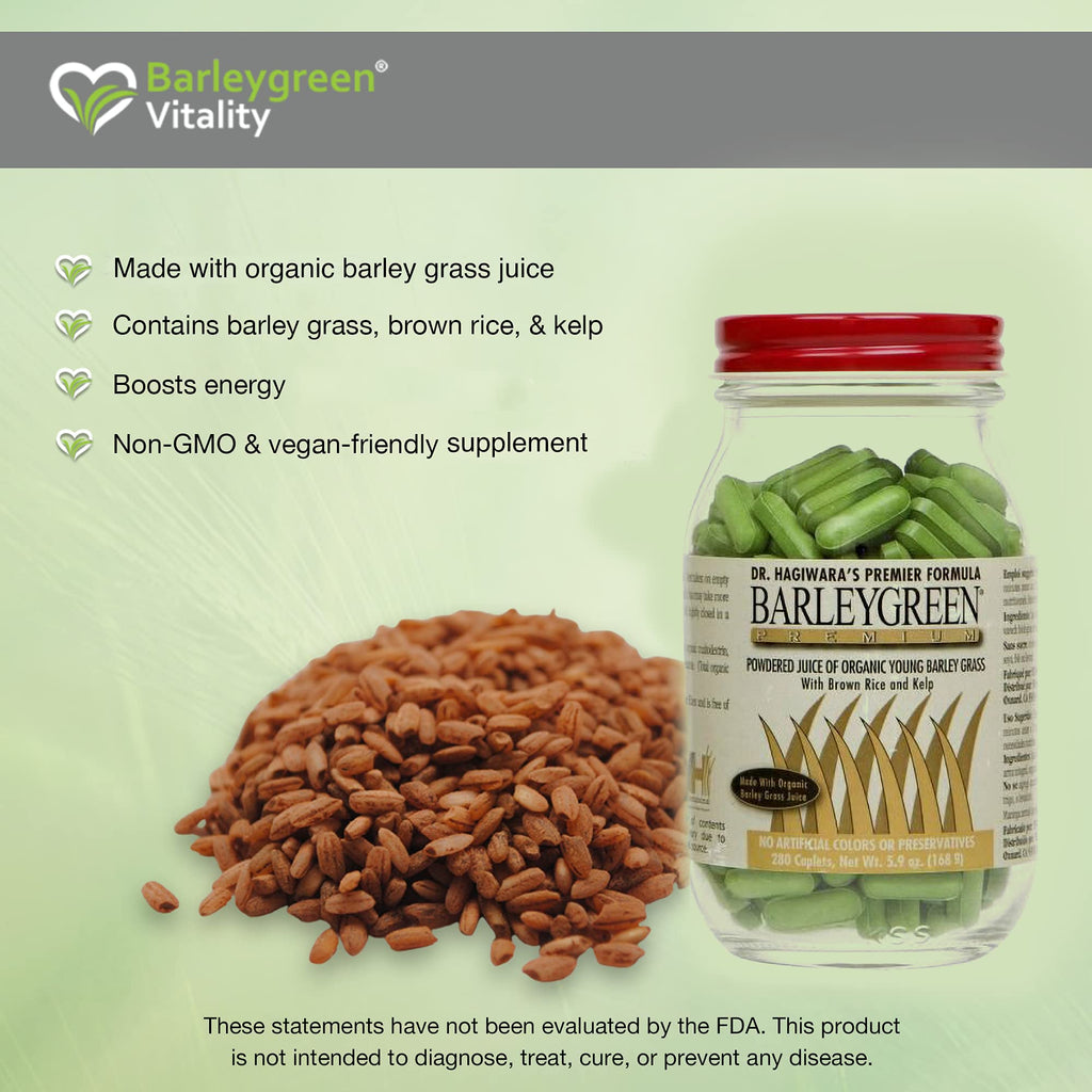 BARLEYGREEN Dr. Hagiwara's Premium Caplets Vegetable Supplement w/Kelp & Brown Rice (280 Tablets)