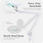 Brightech LightView Pro XL Magnifying Desk Lamp with Clamp, Adjustable Magnifying Glass with LED Light for Crafts, Reading, Close Work, Dimmable Light Magnifier with Wide Glass Lens