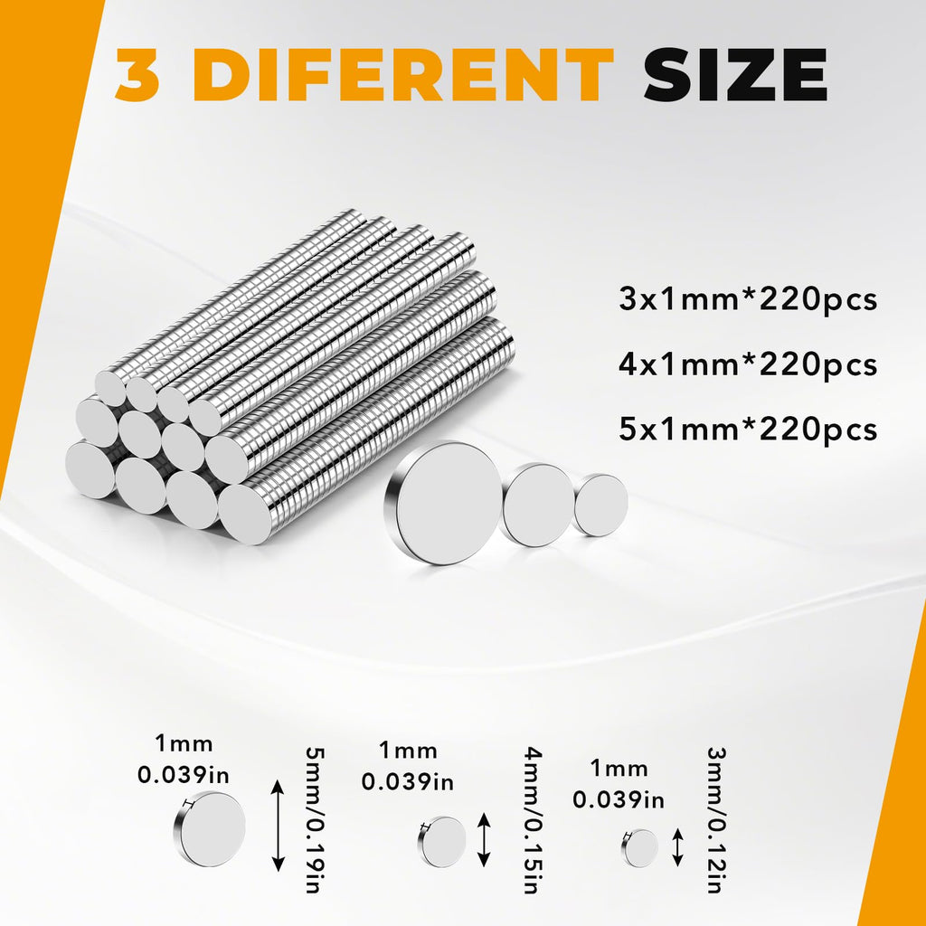 TRYMAG 660Pcs Small Magnets, 3 Different Sizes Neodymium Magnet
