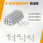 TRYMAG 660Pcs Small Magnets, 3 Different Sizes Neodymium Magnet