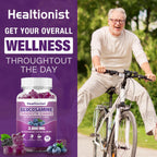 Healtionist 2 Packs 3000mg Glucosamine Chondroitin Gummies with MSM & Elderberry - Extra Strength Joint Health, Flexibility, Antioxidant Immune Support Supplement Gummy for Adults, Men & Women 120 Cts