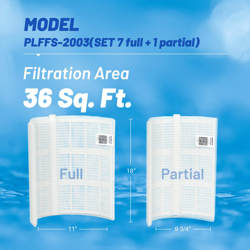 POOLPURE® FS-2003 DE Grid Pool Filter Replace FNS Plus 36, 59001800, Jandy dev36, Hayward DE3620, DEX3600DA, DE3600, PFS1836, FC-9530, PG-1903, FG-1003, 36 Sq Ft DE Grid, 18" High, 7 Full+1 Partial