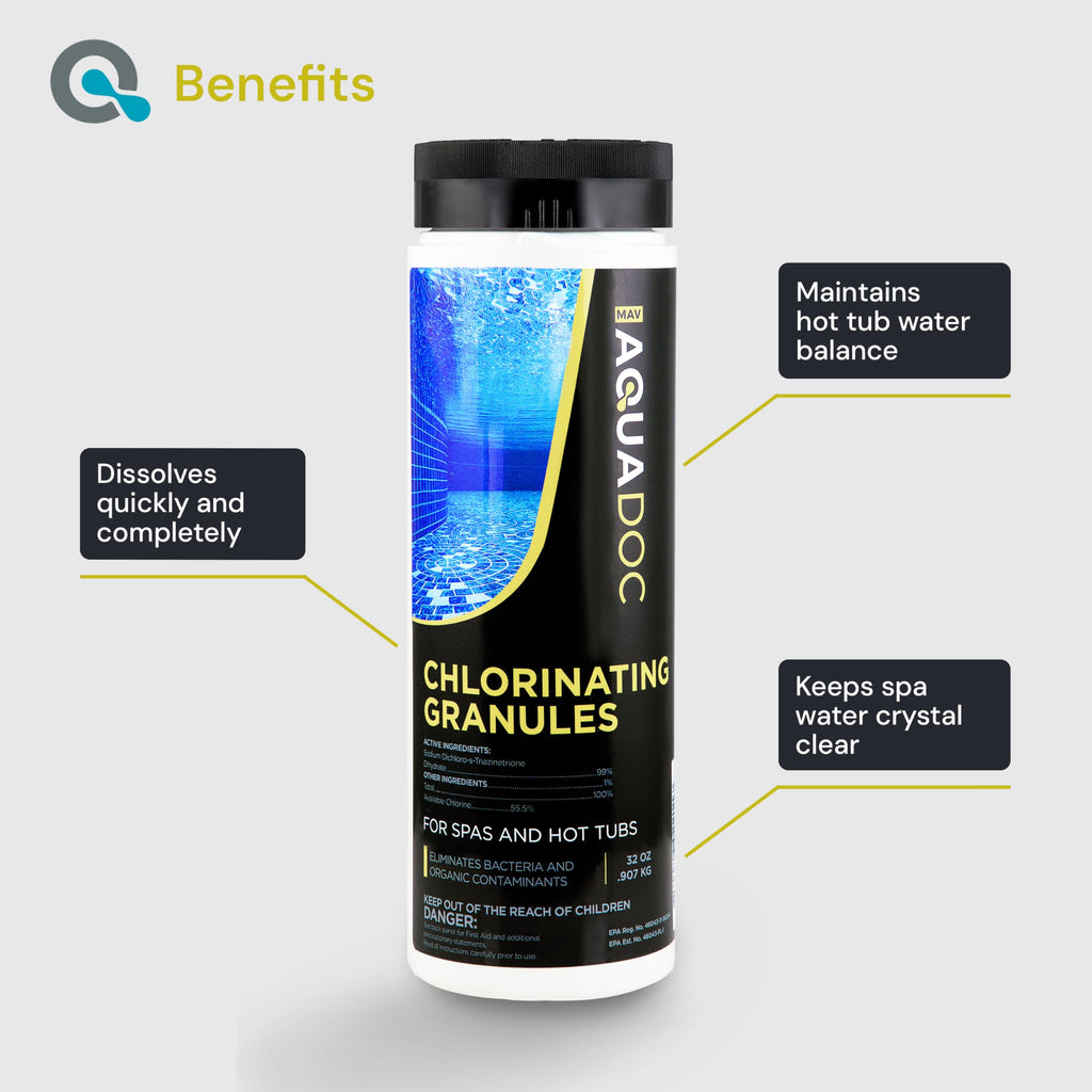 Spa Chlorine for Hot Tub Sanitizer 2lbs - Quick Dissolving Hot Tub Chlorine Granules, Spa Chemicals Made in The USA - AquaDoc