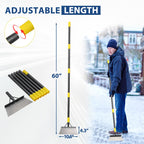 Floor Scraper Long Handle Heavy Duty, 60" Multifunctional Cleaning Shovel, Ice Scraper Stainless Steel Garden Tools Weed Scraper for Cleaning,Weeding,Scraping,Ice Remove,Landscaping,Yard