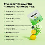 wholier Daily Supergreens Multi Gummies, Organic Greens, Prebiotics, Vitamins & Minerals, Vegan Multivitamin Gummy for Adults, Gut Health, Energy, Immunity Support, Gluten Free, Lemon Berry, 60 Count