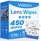 VOISEN Lens Wipes for Eyeglasses,450 Pack Eye Glasses Cleaner Wipes,Pre-Moistened Individually Wrapped Lens Wipes,Non-Scratching Non-Streaking,Safe for Eyeglasses, Goggles, Camera Lens, Phone