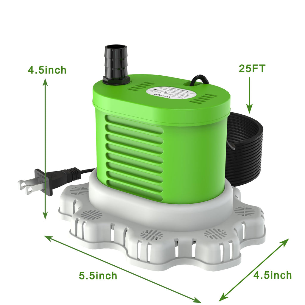AgiiMan Pool Cover Pump Above Ground - 850 GPH Submersible Water Pump for Pool Draining, Portable Small Sump Pumps with 16' Drainage Hose and 25' Power Cord, 3 Adapters, Green