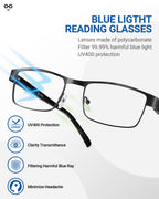 JOLISU 5PCS Reading Glasses Men - Blue Light Blocking Computer Metal Thin Frame Readers For Mens/Women （2.50）