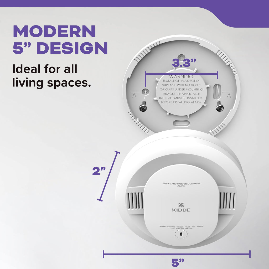 Kidde Smoke and Carbon Monoxide Detector, AA Battery Powered, with Voice Alerts, LED Status Lights, 85 dB Alarm, 5 inches, 30CUDR-V, 1 Pack