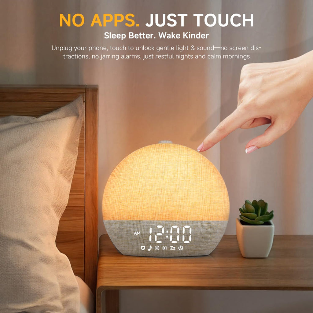 Geuuap Sunrise Alarm Clock White Noise Machine with Bluetooth Speaker,Khaki