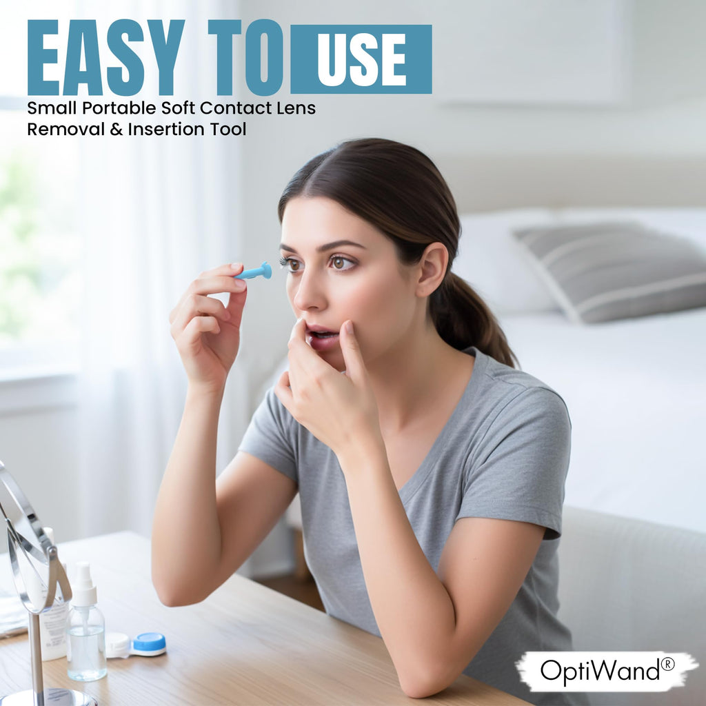 OptiWand 3 Pack Small Soft Contact Lens Removal & Insertion Tool - Silicone Rubber Soft Lens Applicator & Remover Device with Pincher End & Finger Grips - Safe & Easy on Eyes, Travel Size 1.75"
