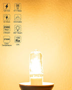 Jaenmsa 4 Pack JDE11 Bulb,120V 50W Halogen Mini Candelabra Bulbs,T4 JD E11 Bulb Dimmable 2700K Warm White(Replacement E11 LED Bulbs) for Chandeliers,Candelabra,Ceiling Fan,Table Lamps,Cabinet Lighting