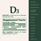 Nature's Bounty Vitamin D3 2000 IU, Immune and Bone Support, Vitamin Supplement, 1 Per Day, 240 Rapid Release Softgels (Pack of 2)