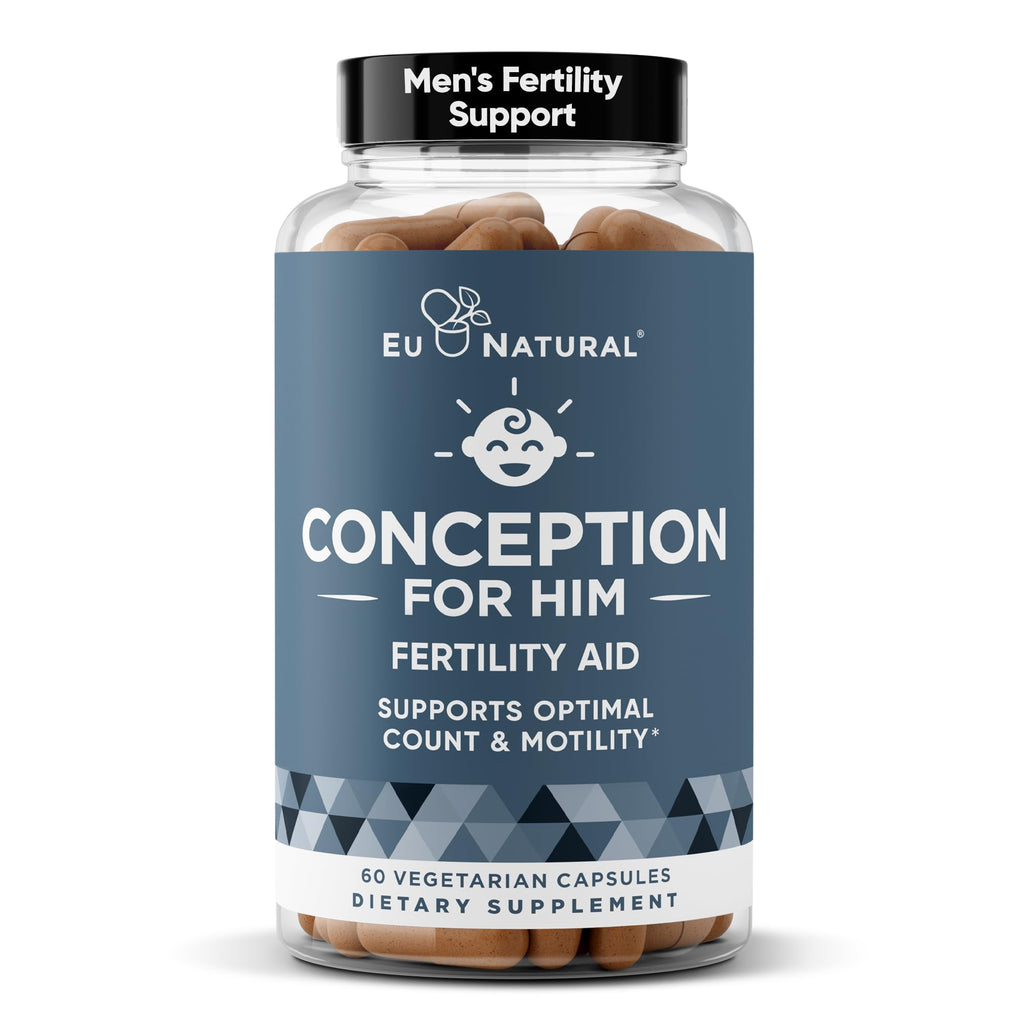 Eu Natural Conception for Him - Male Fertility Supplements with Ashwagandha, Folate & Zinc - Sperm Count, Motility & Strength Support - Fertility Support for Men, 60 Vegetarian Capsules