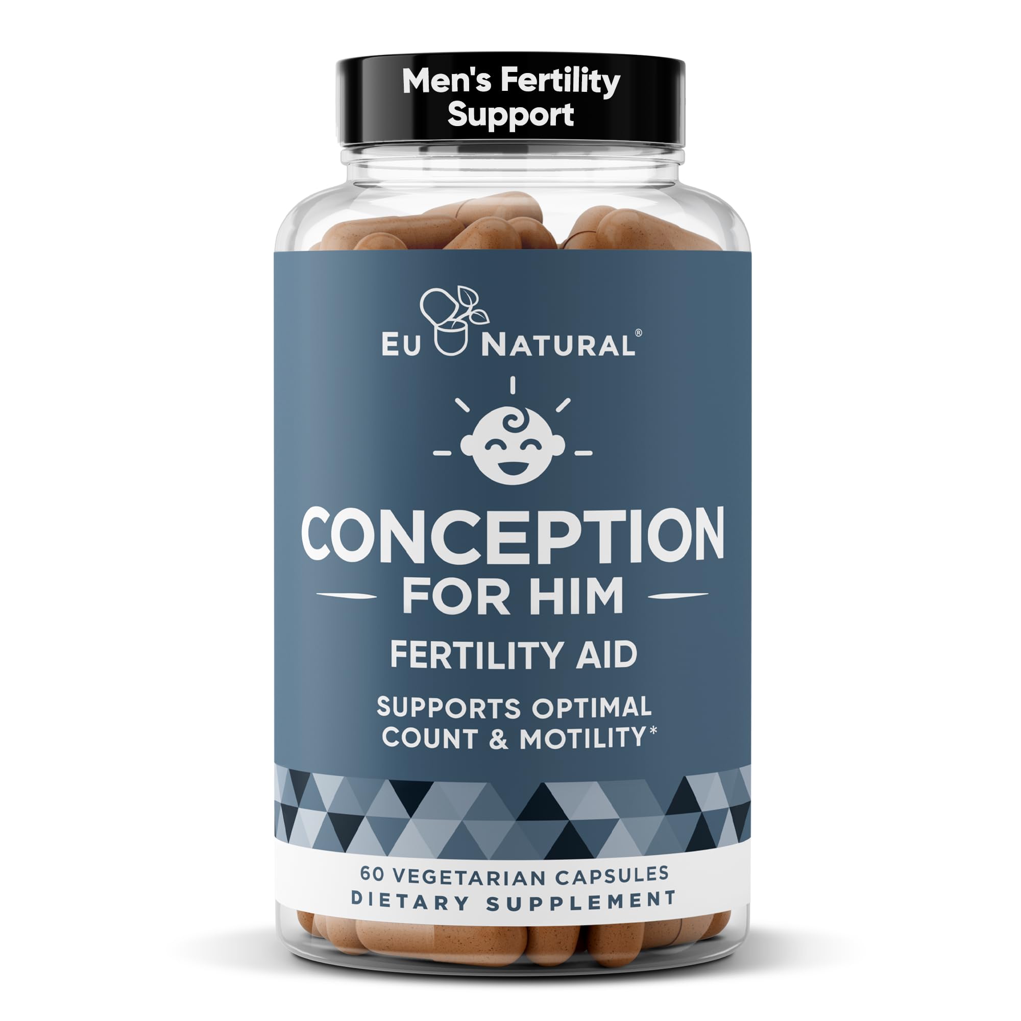 Eu Natural Conception for Him - Male Fertility Supplements with Ashwagandha, Folate & Zinc - Sperm Count, Motility & Strength Support - Fertility Support for Men, 60 Vegetarian Capsules