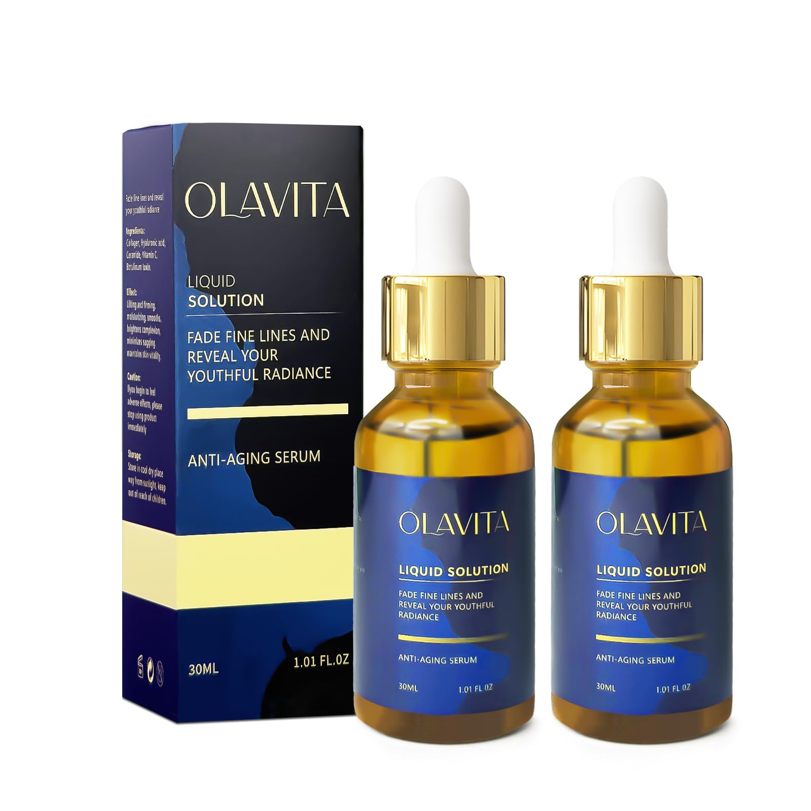 Olavita Facial Serum, Vitamin C & E Serum, Anti-Aging Firming Facial, Boosts Skin Collagen Production, Diminishes Fine Lines & Wrinkles for a Youthful Glow (2PCS)