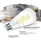 4-Pack Vintage 8W ST64 LED Edison Light Bulbs 100W Equivalent, 1400Lumens, 5000K Daylight White, E26 Base LED Filament Bulbs, CRI 90+, Non-Dimmable Antique Glass Style Great for Home, Bedroom, Office