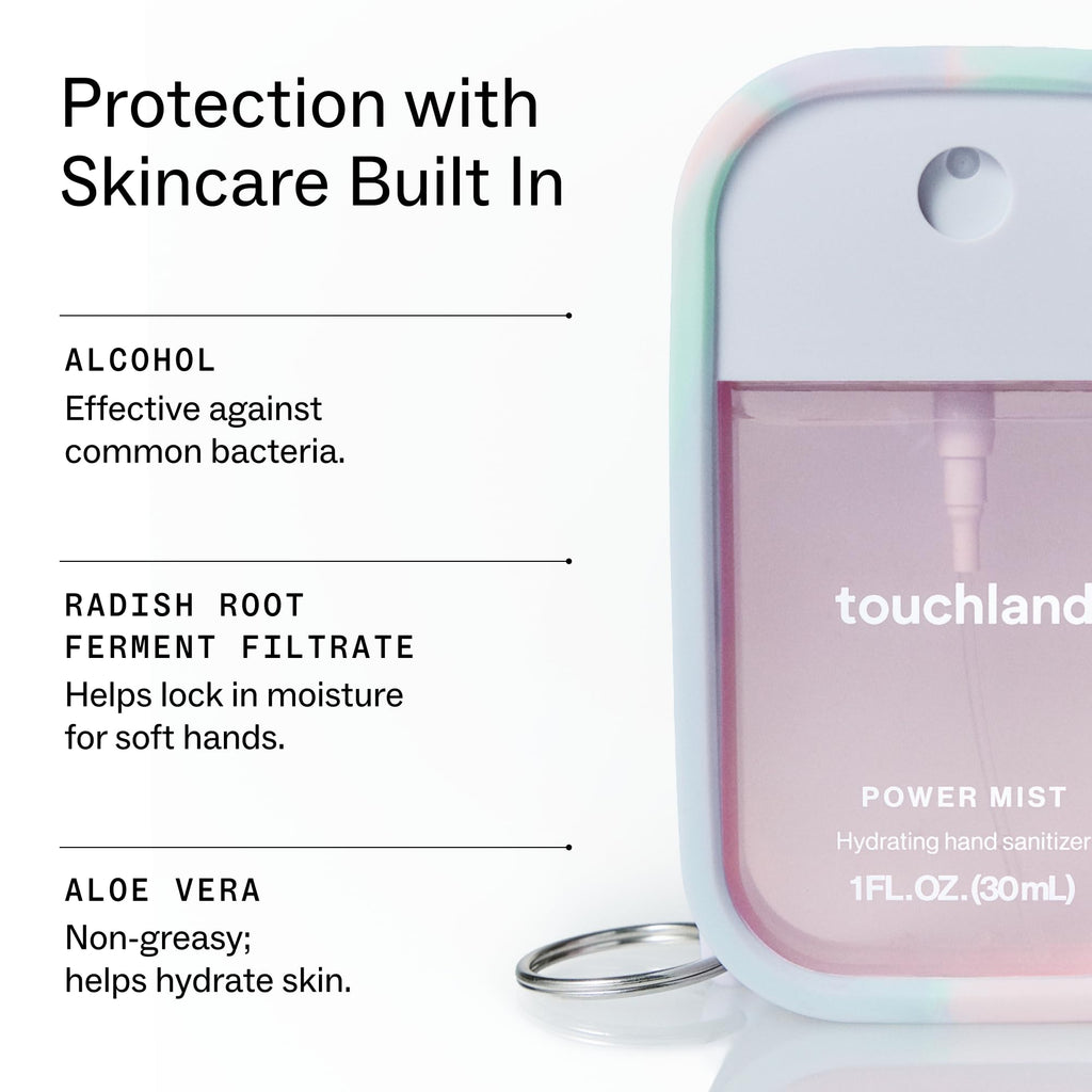 Touchland Cotton Candy Hand Sanitizer Mist & Matching Case Set, Travel Size
