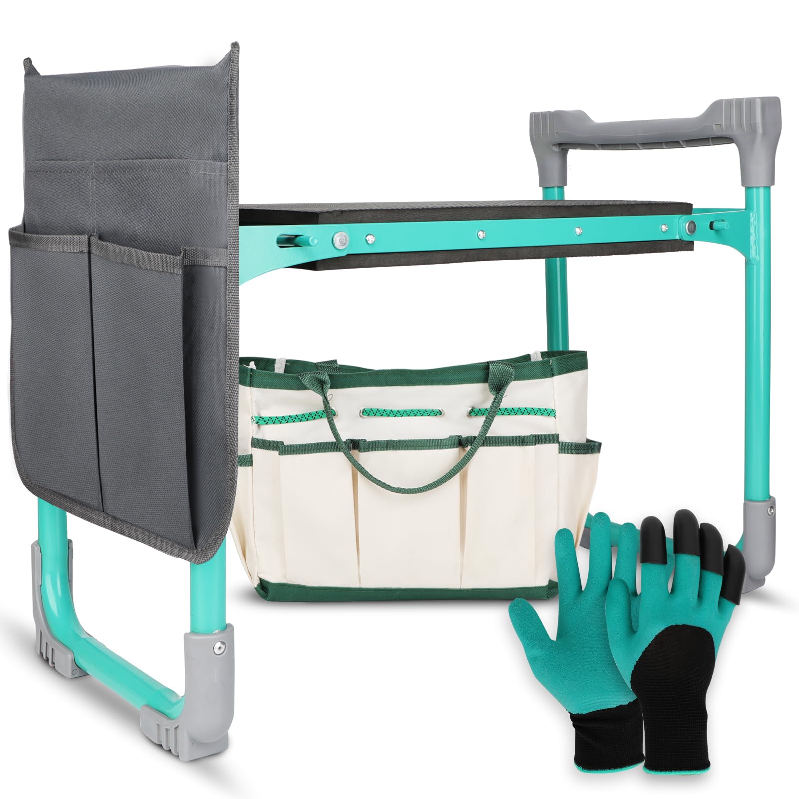 WEILISEN Garden Kneeler and Seat 2-in-1 Foldable Bench, with Storage Bags & Non-Slip Foam Pad
