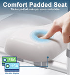HOMLAND Raised Toilet Seat with Handles, 400 LBS Toilet Seat Risers for Seniors with Dual-Crossbar Support, Adjustable Height & Width Handicap Elevated Toilet Riser Fit Any Toilet, Gray