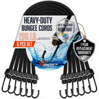 VBEST 6 Piece Strong Bungee Cords with Hooks 36 Inch - Heavy Duty Outdoor Black Bungy Straps with Metal Hooks - 3ftt Bungie Chords Set UV & Weather Resistant