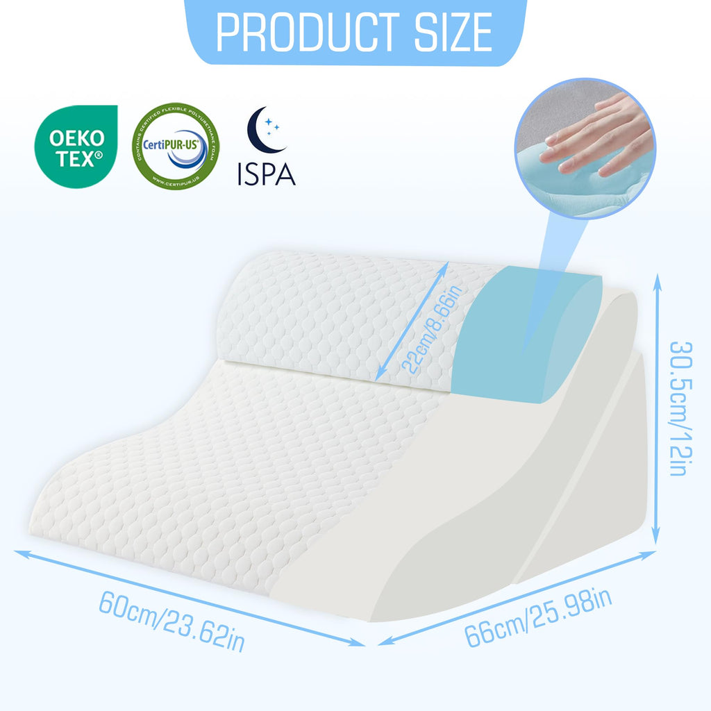 Foamalusion 3PCS Bed Wedge Pillow for Sleeping, 20-in-1 Adjustable Memory Foam Pillow Wedge for Back Leg Pain Relief, 23" Wide Wedge Pillow for After Surgery, Acid Reflux, Snoring, Back Pain