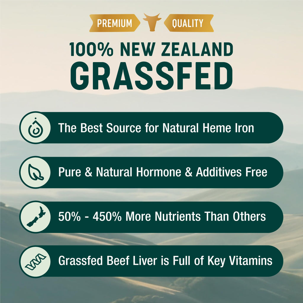 One Earth Health Grass Fed Beef Liver Capsules for Women & Men – Desiccated New Zealand Liver Supplement | Heme Iron, B12 & Folate | Grass-Fed & Finished | 3,000mg, 200 Capsules