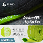Green Expert 1-1/2" ID PVC Lay-flat Discharge Hose Heavy Duty for Pump Draining Pool Filter Backwash Garden Pond Flooded House Water Disposal, 50 Feet Length with Steel Clamp Kit