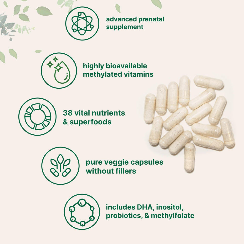 Micro Ingredients Pure Methylated Prenatal Vitamins for Women, 240 Veggie Capsules | 38-in-1 with DHA, Choline, Probiotics, Inositol, & Vitamin C, D, B Complex + Methylfolate, & Iron | No Fillers