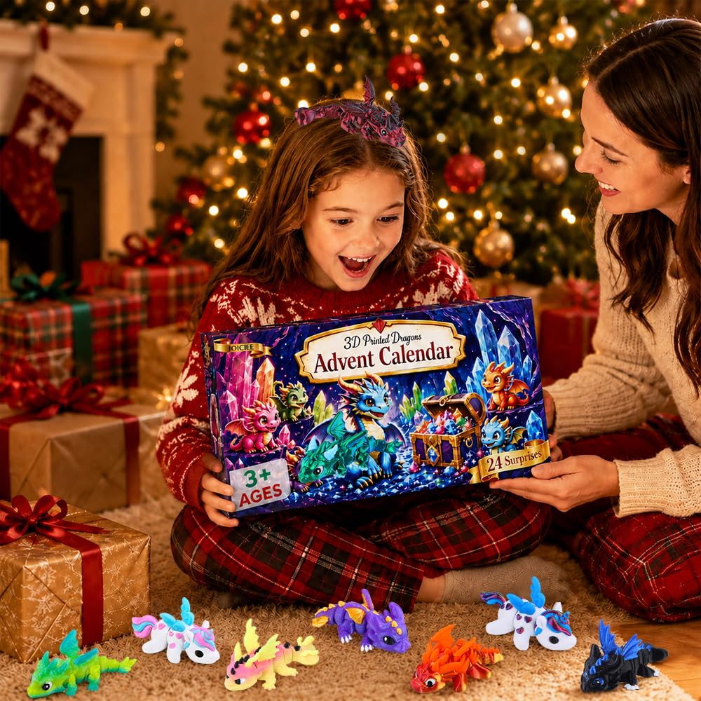 JOICEE 2026 Christmas Advent Calendar with Mini 3D Printed Dragon Animals