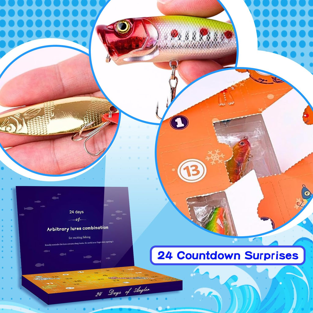 Lihome Fishing Advent Calendar 2026, 24-Day Fishing Lure Set, Gifts for Men