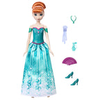 Mattel Disney Frozen Anna Fashion Doll Set, Spin & Reveal with 11 Surprises Including 5 Accessories, 5 Stickers & Play Scene, Inspired by Disney Movie
