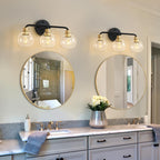 3 Light Bathroom Vanity Light, Black and Gold Bathroom Light Fixtures with Clear Glass Shade Modern Wall Sconces Lighting Bath Wall Lights Lamp for Mirror Kitchen Living Room Bedroom Hallway Cabinet