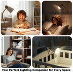 Desk lamp Eye-Caring Table Lamps, 360°Rotation Gooseneck Clip on Lamp Reading Light, Portable Reading Book Light, Clamp Light, Study Desk Lamps for Bedroom and Office Home Lighting (Black and White)