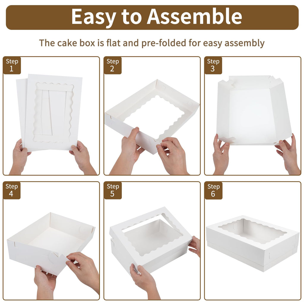 Moretoes 40pcs 14x10x4in Quarter Sheet Cake Boxes, Bakery Boxes with Window