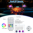 BOXPSII Floating Pool Lights(2 Pack), Pool Lights IP68 Waterproof, Rechargeable RGB Upper and Lower Color Changing Pool Floating Light with 6 Dynamic Lighting, Floating Light for Pool, Garden,Paths
