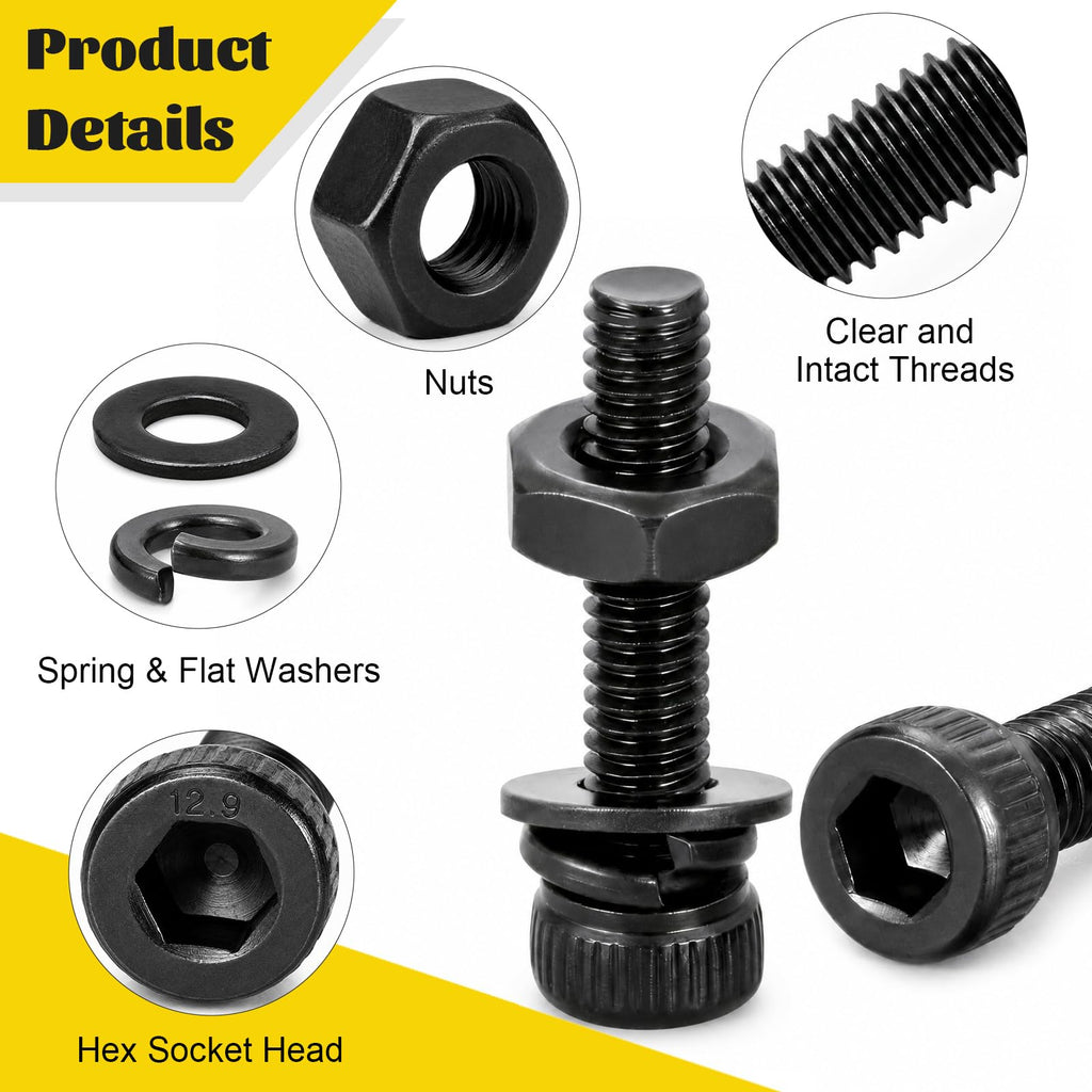 Fgruh 750PCS M3 Hex Socket Screw Assortment Kit,M3x6/8/10/12/16/20/25/30 mm