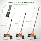 Walensee Manual Lawn Dethatcher Rake with Wheels, Adjustable Handle