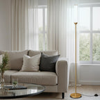 Ambimall LED Floor Lamp with Remote Control, 65" Standing lamp with Stepless Adjustable 3000K-6500K Colors & 30-100% Brightness, Foot Switch(Gold)