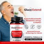 Gluco Extend - Gluco Extend Capsules Supports Healthy Levels All Natural Ingredients, GlucoExtend Pills Maximum Strength, Glucoextend Advanced Supplement Formula, 60 Capsules for 1 Month