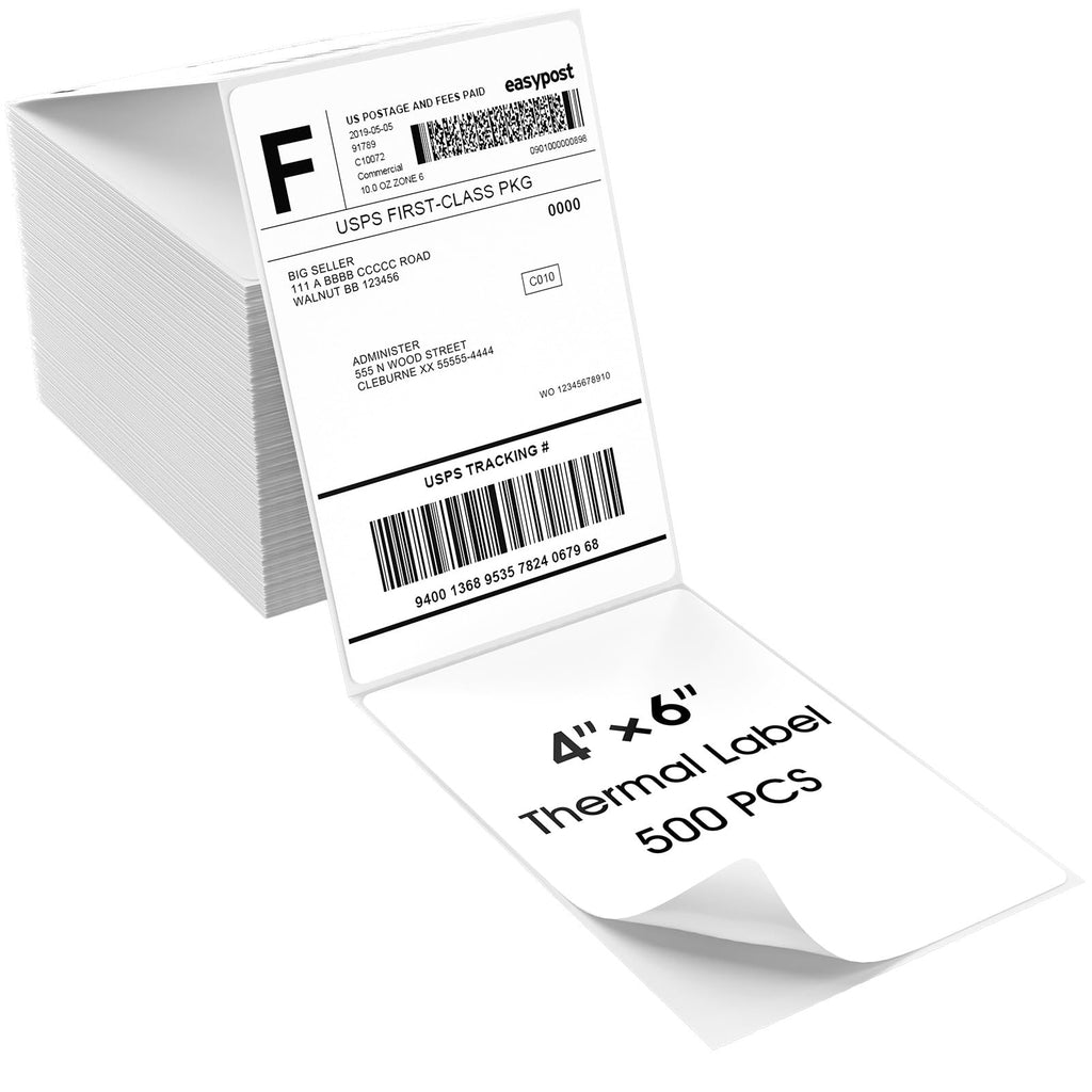 MaxGear 4" x 6" Direct Thermal Shipping Labels, 500 Fanfold, White