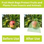 YHJZ 100PCS Fruit Protection Bags, 8x12 Inch Green Fruit Netting Cover Bags Drawstring Mesh Fruit Protectors Pest Barrier for Plant Fruit Flower Veggies Garden