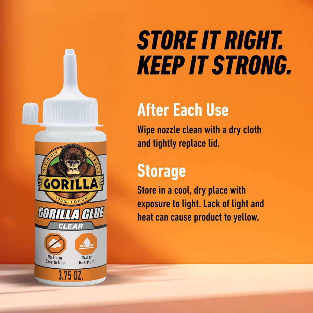 Gorilla Clear Glue, All Purpose, Polyurethane, 3.75 oz Bottle